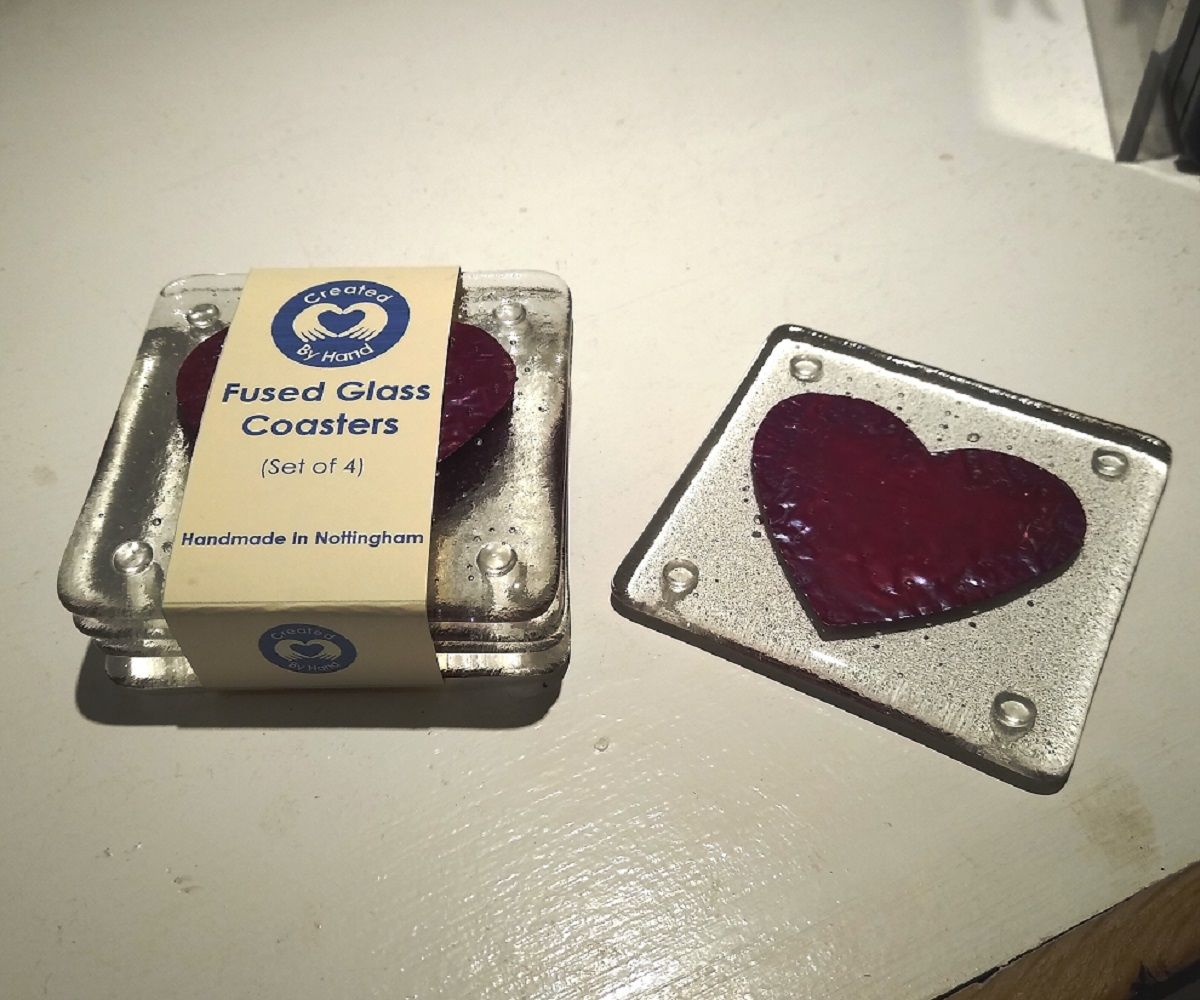 Fused Glass Coaster - Heart Design