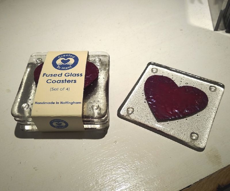 Fused Glass Coaster - Heart Design