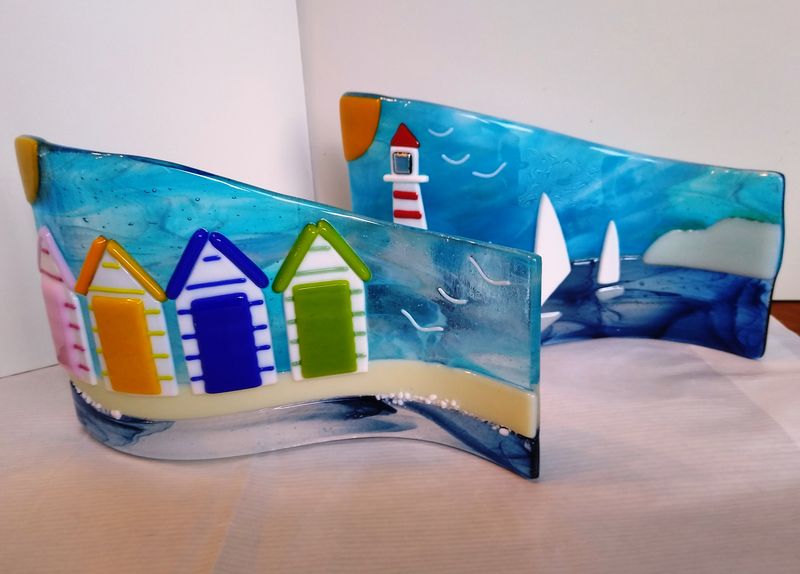 Fused Glass Wave Formed Scene