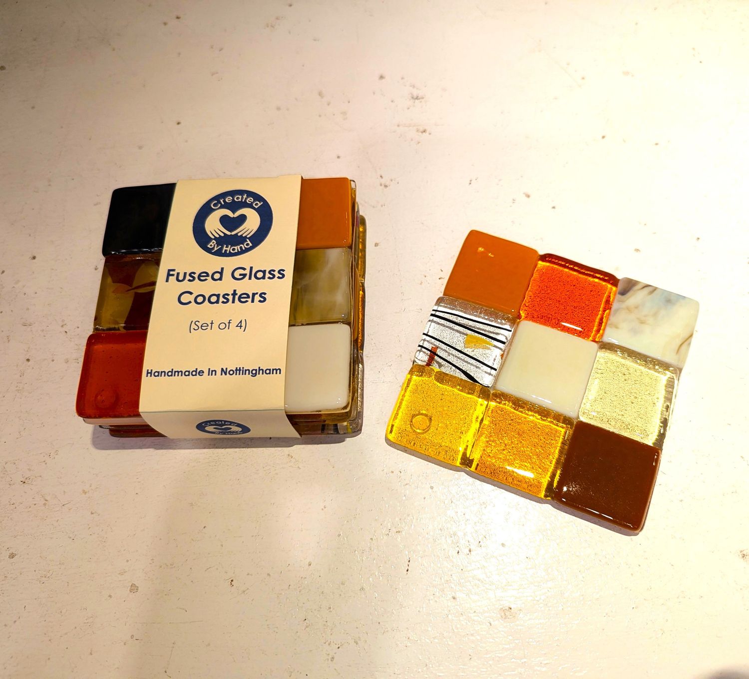 Fused Glass Coaster - Chequers Design