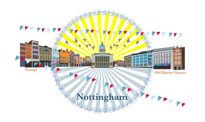 Nottingham Old Market Square Souvenir Tea Towels from Dorota Stumpf
