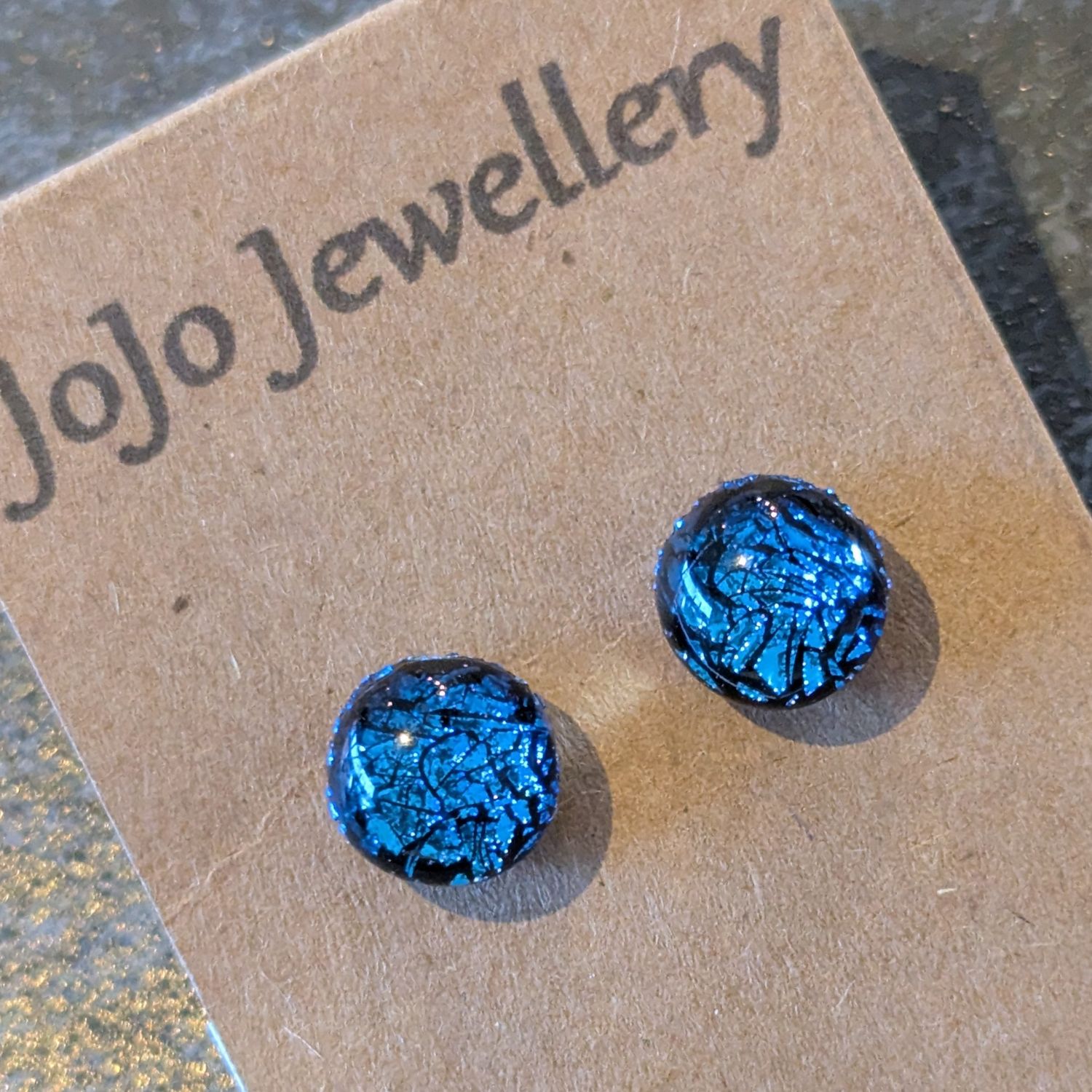Dichroic 'Crinklised' Earrings - Small Studs