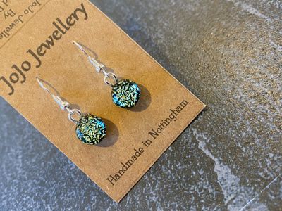 Dichroic 'Crinklised' Earrings - Small Danglies
