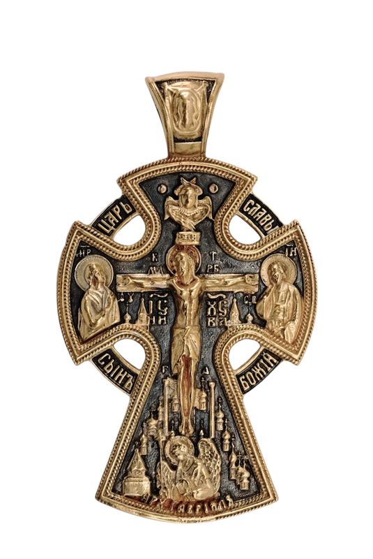 Orthodoxes Kreuz aus vergoldetem 925er Sterlingsilber 0184V
