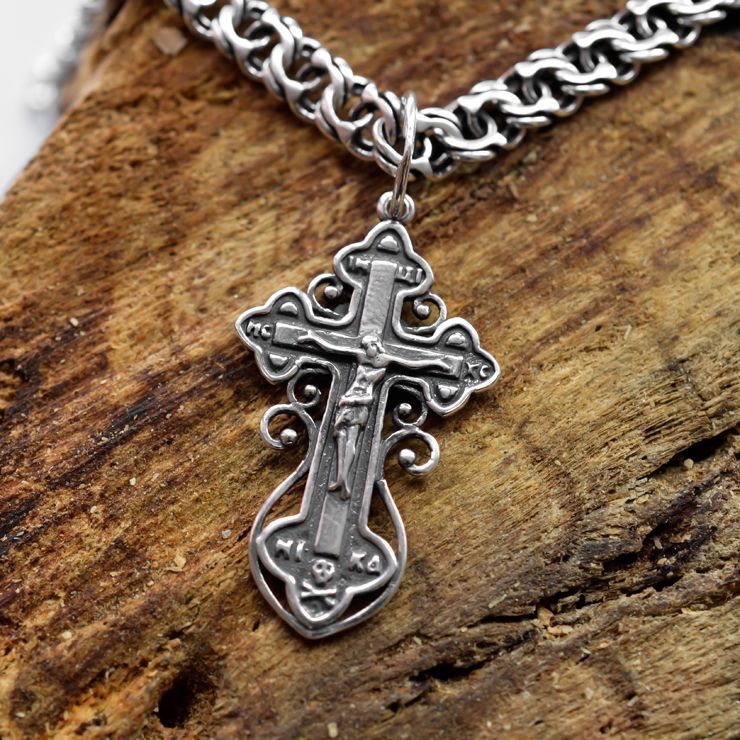 Orthodoxes Kreuz 925 Silber  Brüniert  Handgefertigt  Nr. 0010