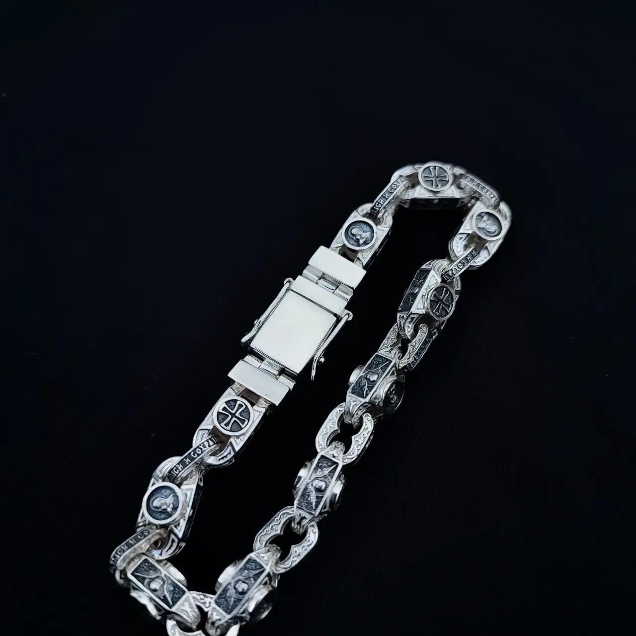 Armband Orthodoxe Silberkette Goethe-Stil 925er Silber massiv 8 mm Breite