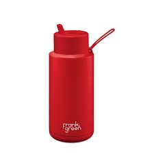 34oz Stainless Steel Ceramic Reusable Bottle with Straw, Colour: Atomic Red