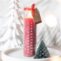 Vanilla Advent Tube Candle, Colour: Red