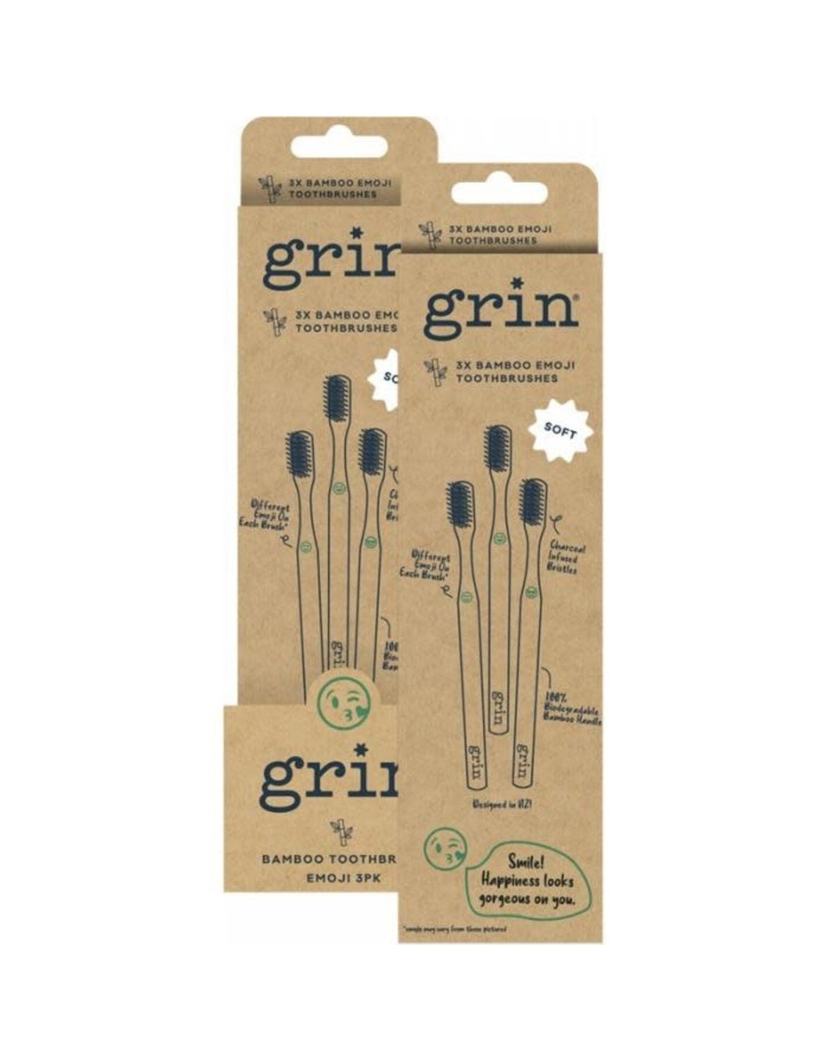 Bamboo Toothbrush (3-pack) Soft - Emoji