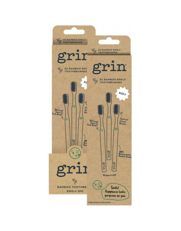 Bamboo Toothbrush (3-pack) Soft - Emoji