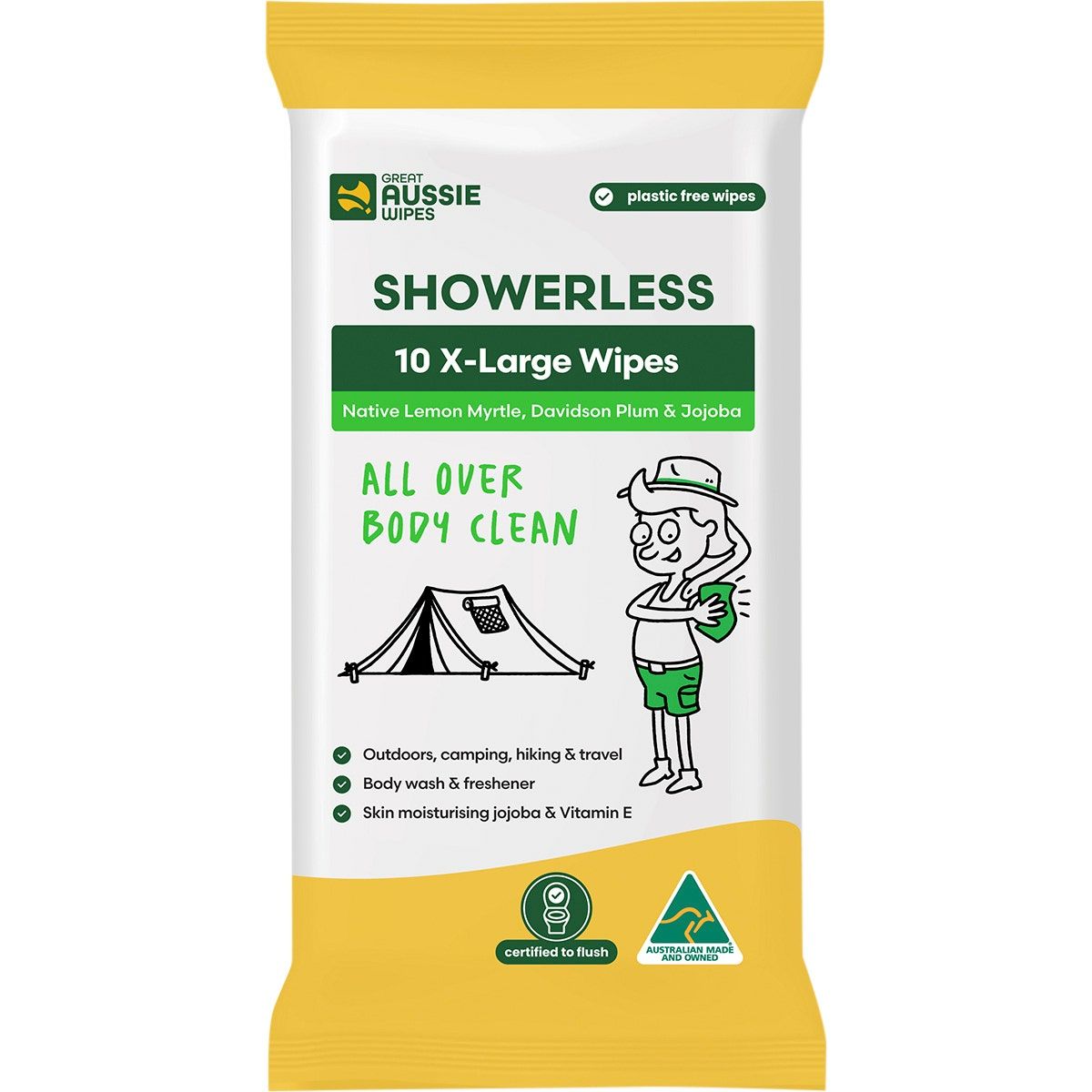 Showerless X-Large Body Clean Wipes 10pk