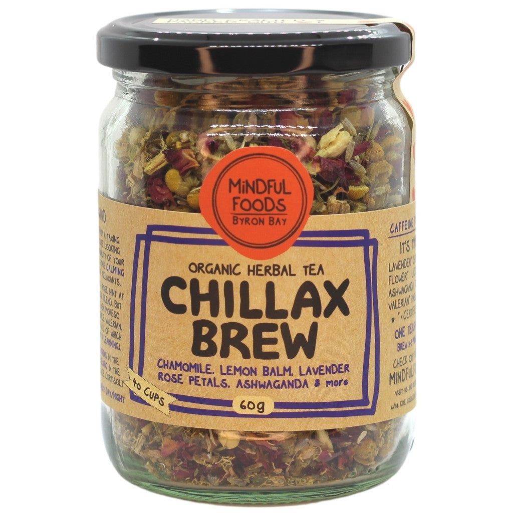 Chillax Brew Organic Herbal Tea 60g Jar