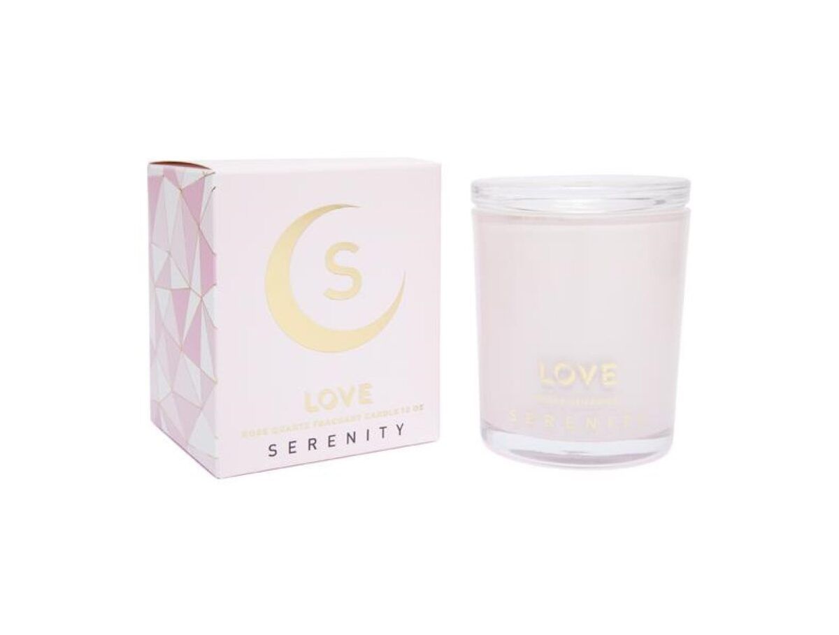 Crystal Candle 10oz Glass Jar Rose Quartz (Love)