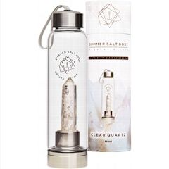 Crystal Elixir Glass Water Bottle Clear Quartz