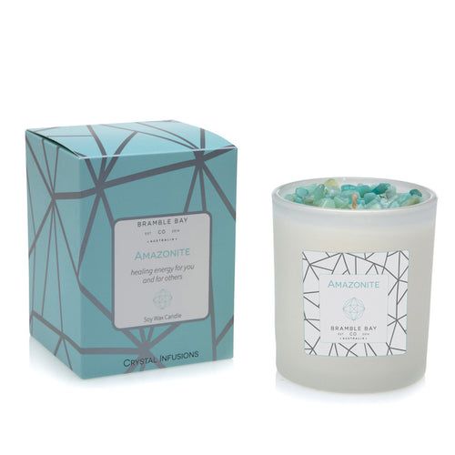 Crystal Infusions Candle, Design: Amazonite (Lotus &amp; Spring Rain)