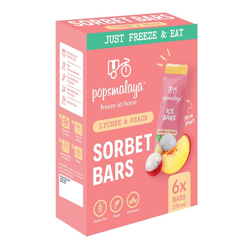 Freeze-at-Home Sorbet Bars Lychee &amp; Peach 6 x 45ml