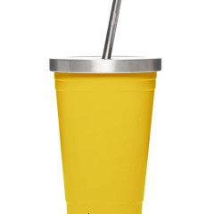 Insulated Tumbler with Stainless Steel Straw 500ml, Colour: Lemon