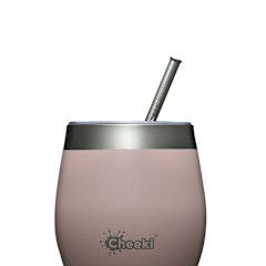Insulated Wine Tumbler with Stainless Steel Straw, Colour: Pink Champagne, Size: 220ml