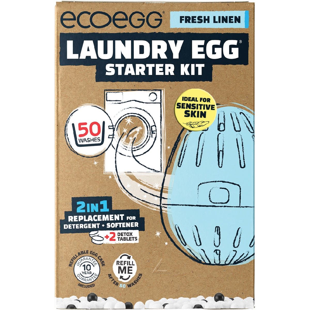 Laundry Egg Starter Kit 50 Washes, Scent: Fresh Linen