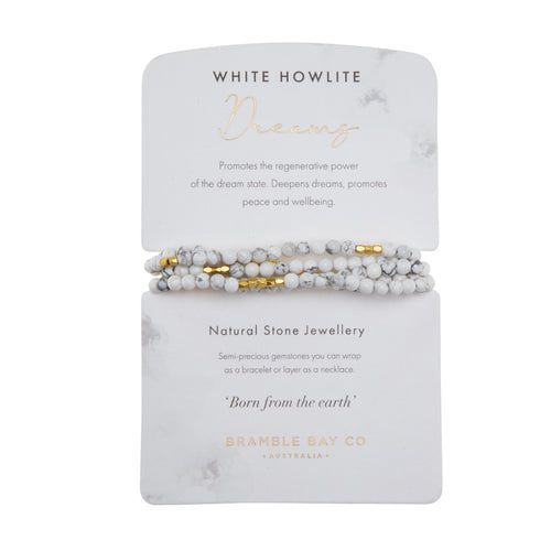 Natural Stone Wrap Bracelet, Colour: White Howlite