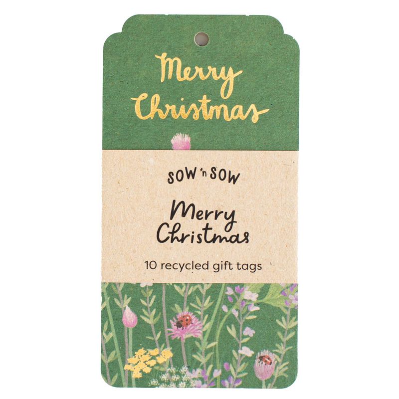 Recycled Gift Tags 10 Pack Merry Christmas