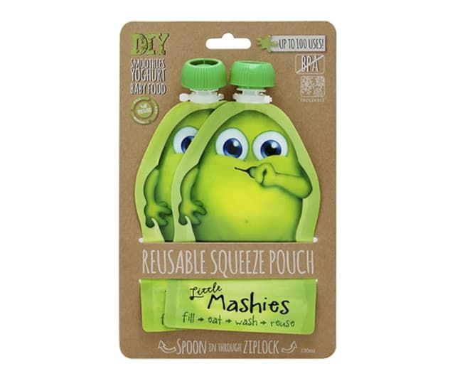 Reusable Squeeze Pouch  Pack Of 2 - 2x130ml Green