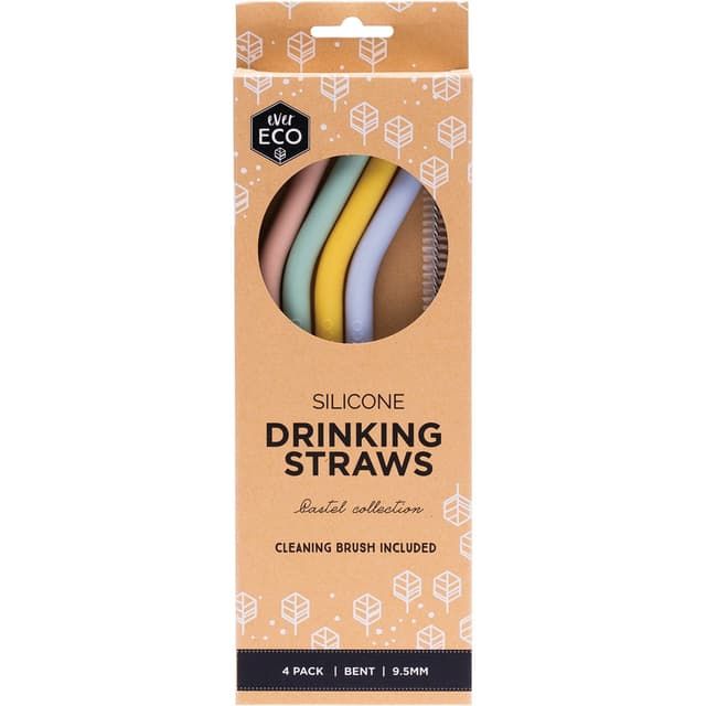 Silicone Drinking Straws Bent 4 pack