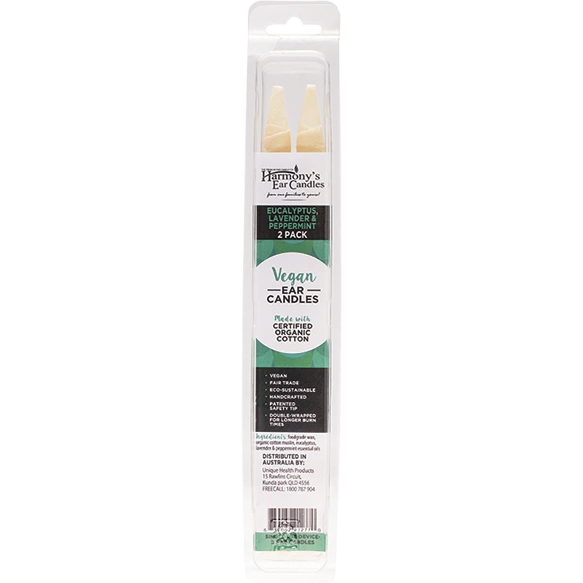 Vegan Ear Candles Eucalyptus, Lavender &amp; Peppermint Scented 2 pack