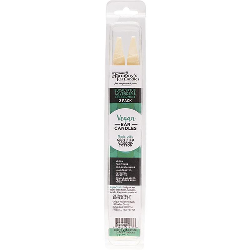Vegan Ear Candles Eucalyptus, Lavender &amp; Peppermint Scented 2 pack