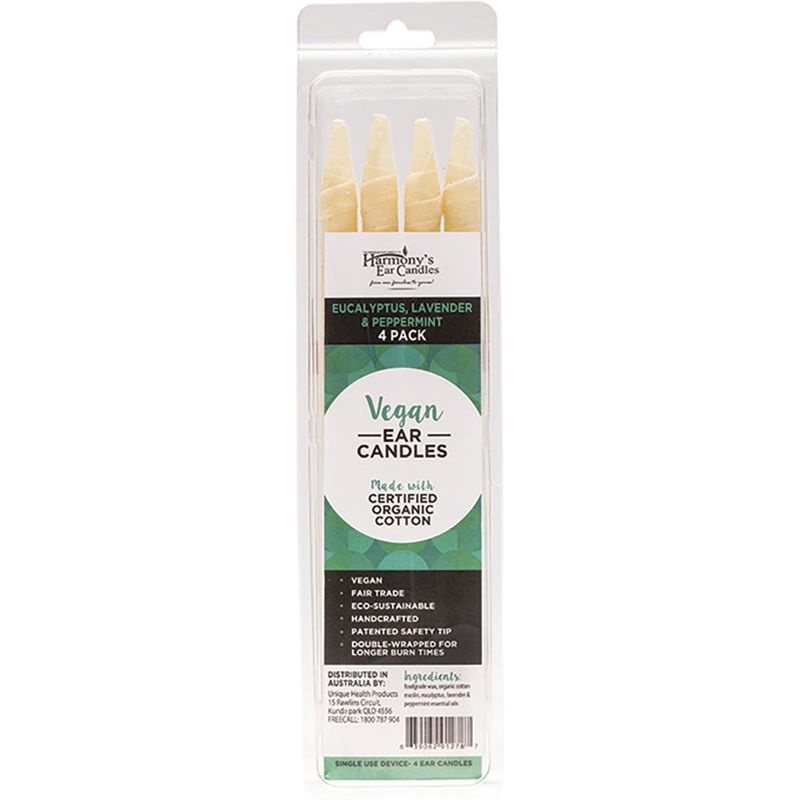 Vegan Ear Candles Eucalyptus, Lavender &amp; Peppermint Scented 4 pack