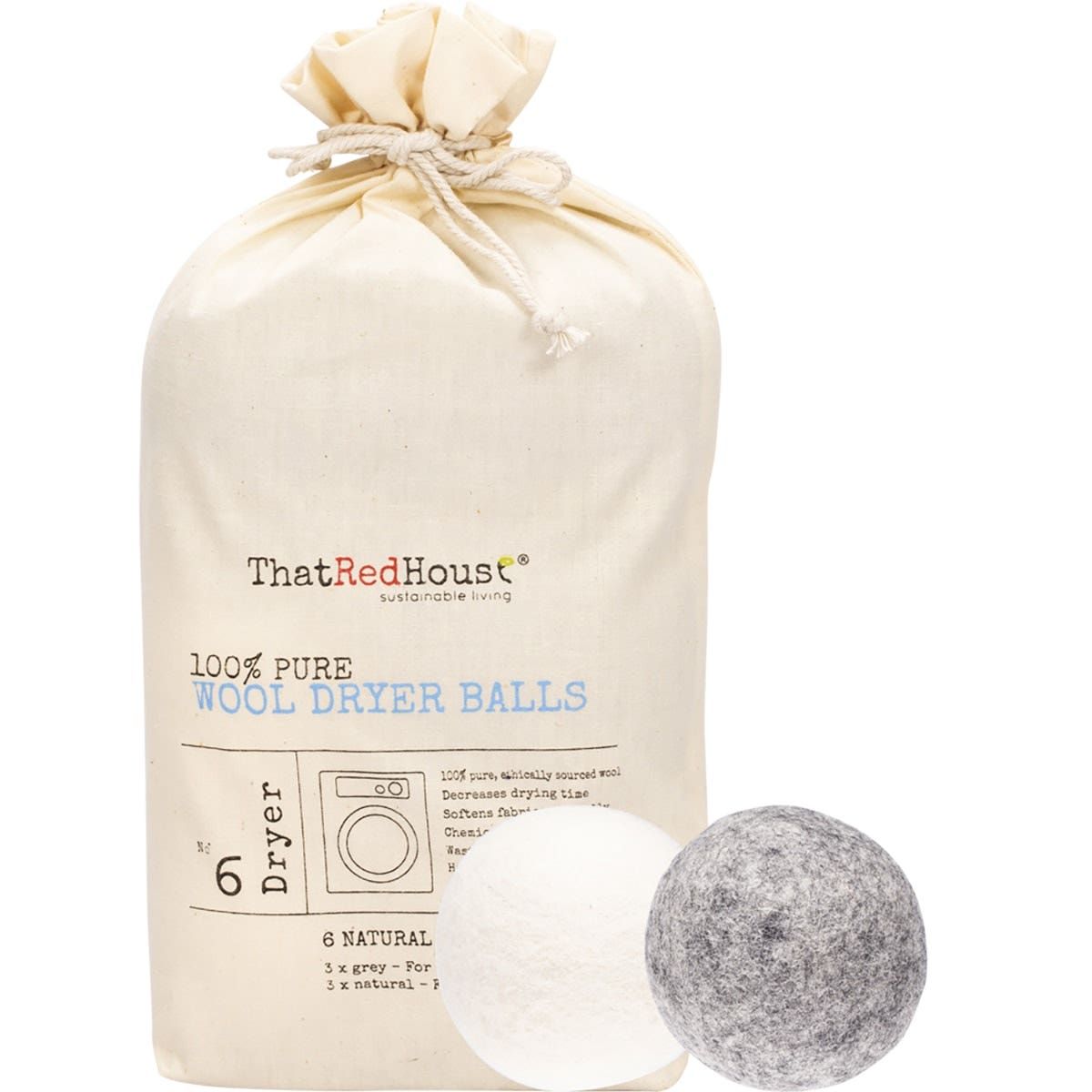 Wool Dryer Balls 100% Pure Pack of 6