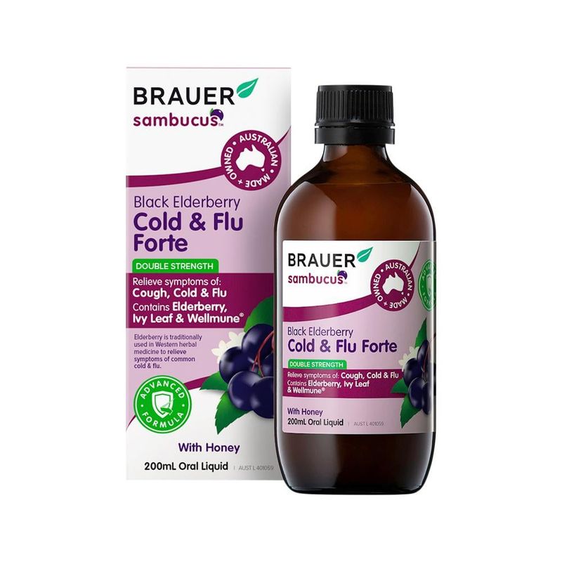 Sambucus Black Elderberry Cold &amp; Flu Forte (Double Strength) With Honey Oral Liquid 200ml