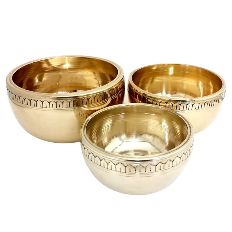 Tibetan Singing Bowl Thick Etched Rim with Stick