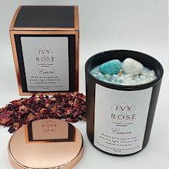 Zodiac Crystal Infused Candle, Design: Black with Rose Gold Cancer