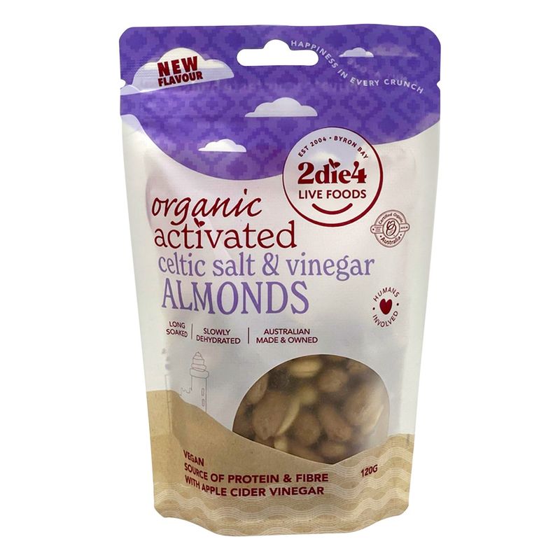 Organic Activated Celtic Salt &amp; Vinegar Almonds 120g