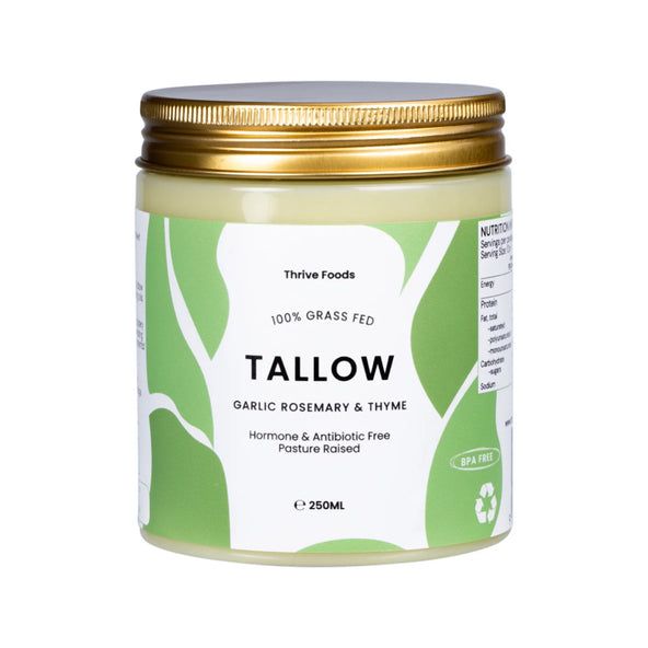 100% Grass Fed Tallow Garlic, Rosemary &amp; Thyme 250ml