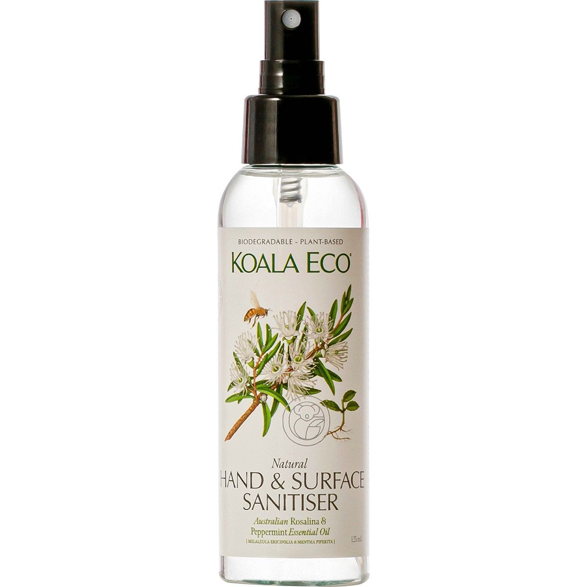 Natural Hand &amp; Surface Sanitiser Rosalina &amp; Peppermint 125ml