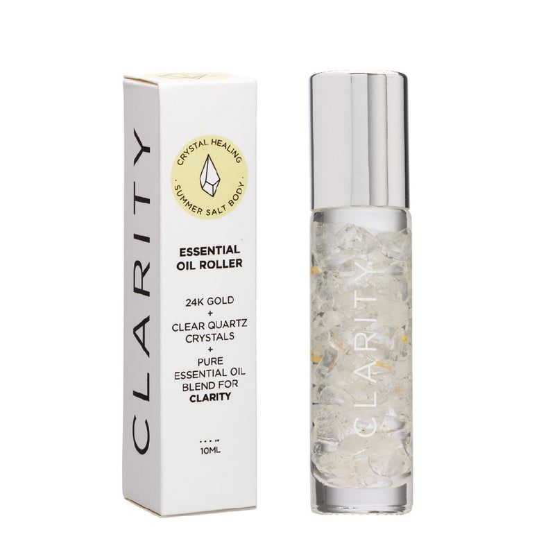 Essential Oil Roller 24K Gold Clarity Clear Quartz 10ml