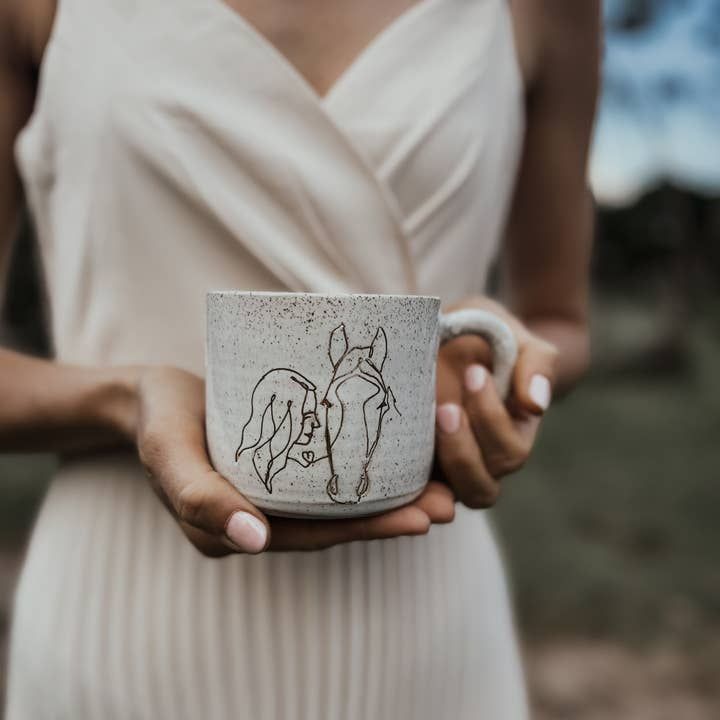 Ceramic Mugs with Handle, Design: Girl With Horse