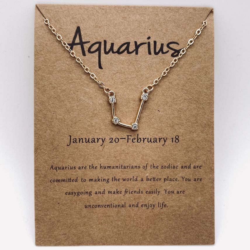 Constellations Necklace with Rhinestone, Design: Aquarius