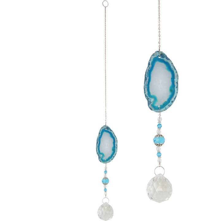 38cm Blue Quartz Gemstone Suncatcher