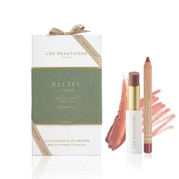 Recipe of a Lipstick - Lip Nourish and Lip Crayon Gift Pack, Colour: Nude Rose Duo