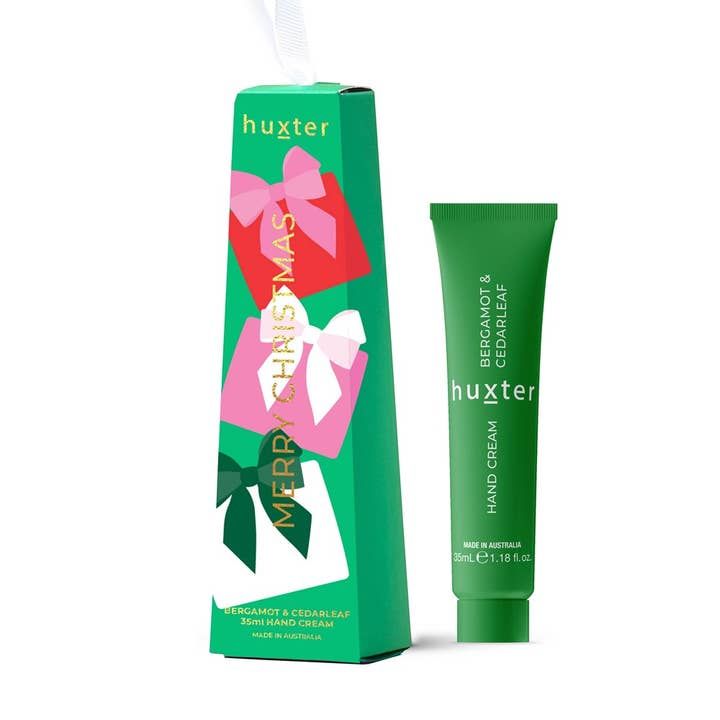 Hanging 35ml Hand Cream - Pink - Xmas Flowers Collection, Scent: Bergamot &amp; Cedarleaf