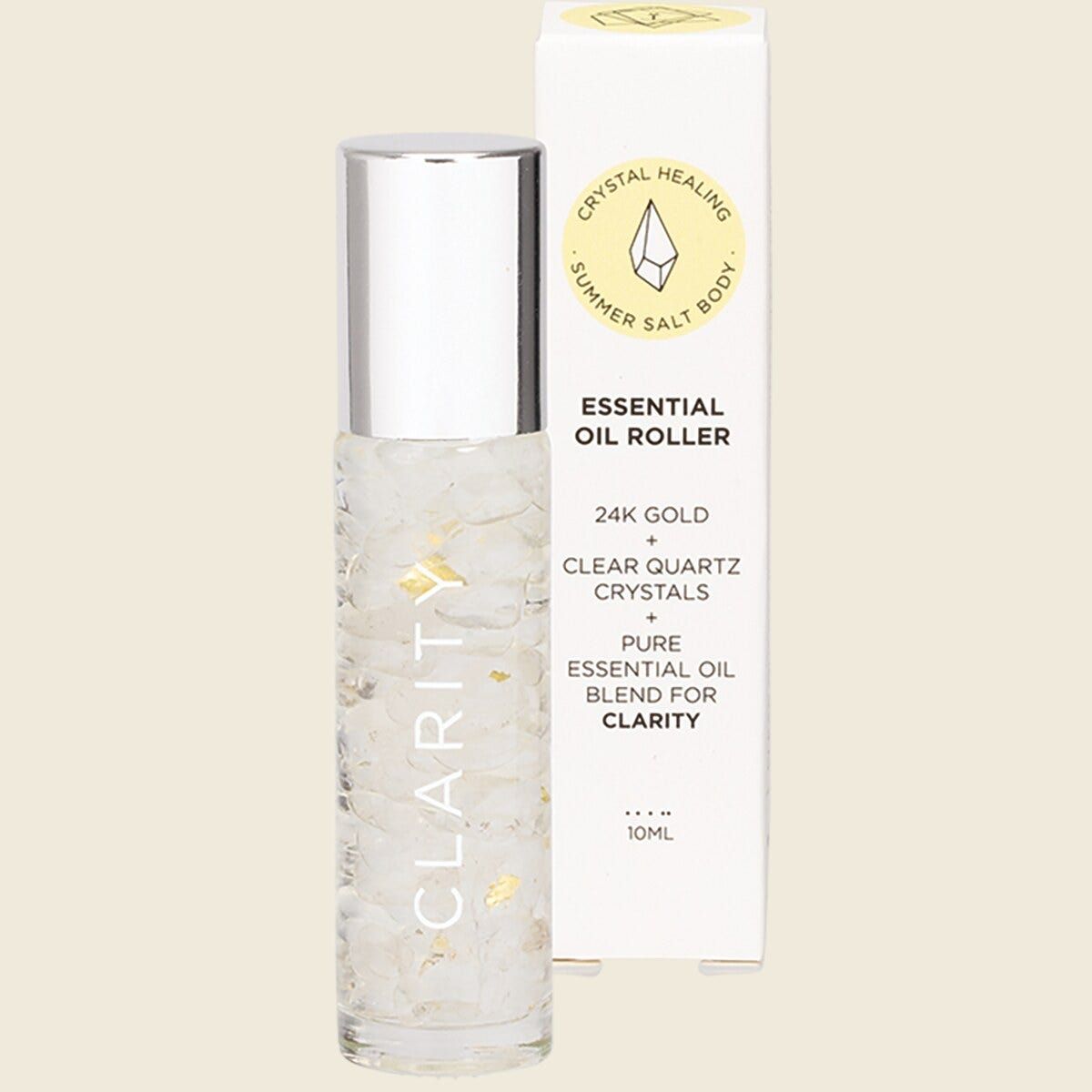 Essential Oil Roller with 24k Gold Bliss, Colour: Clear Quartz (Clarity)