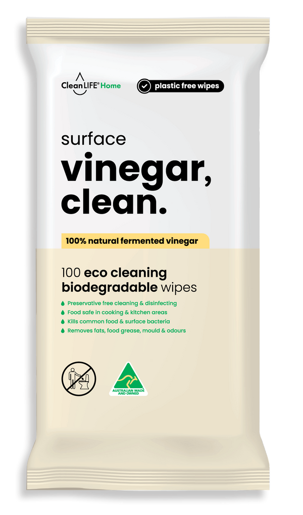 Vinegar Clean Surface Plastic Free Wipes 100pk