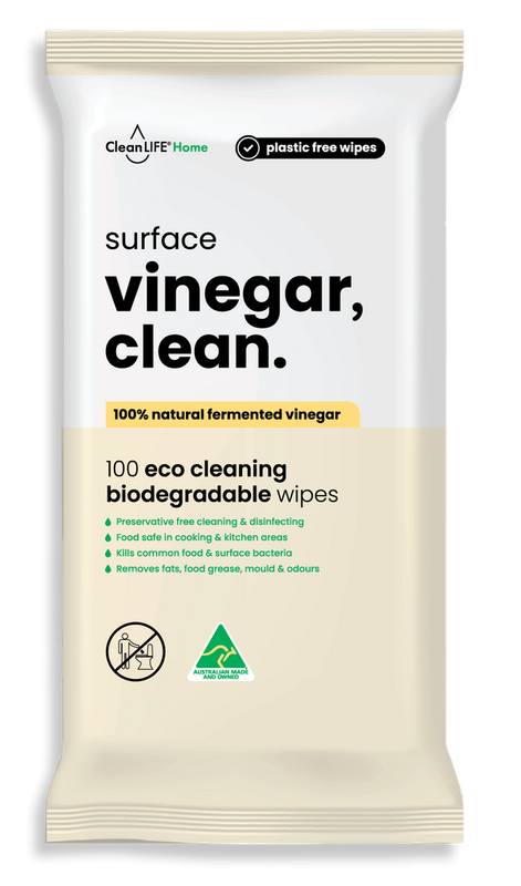 Vinegar Clean Surface Plastic Free Wipes 100pk