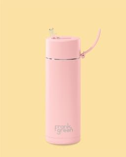 20oz Stainless Steel Ceramic Reusable Bottle with Straw, Colour: Blushed