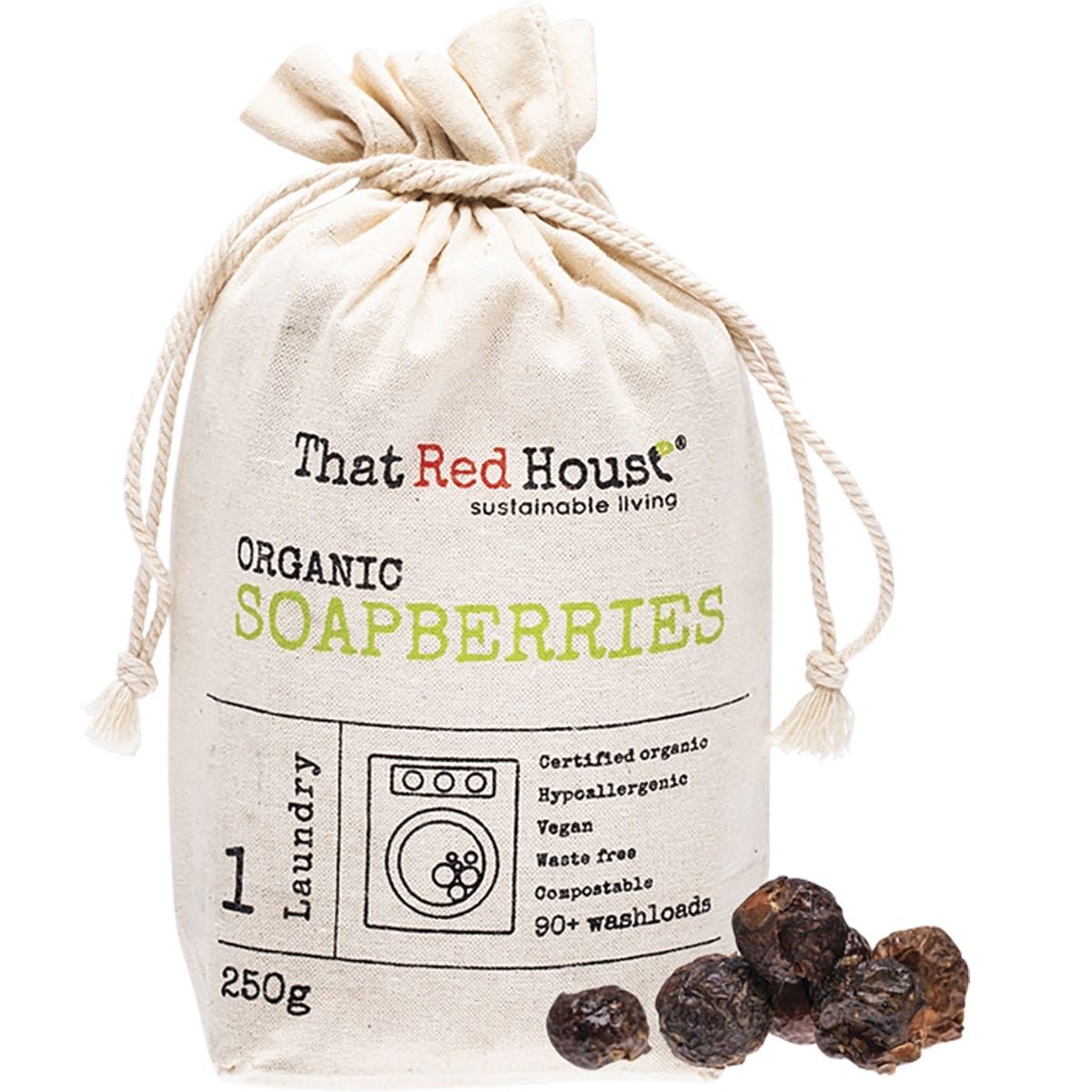 Organic Soapberries 90+ Washloads 250g, Size: 250g