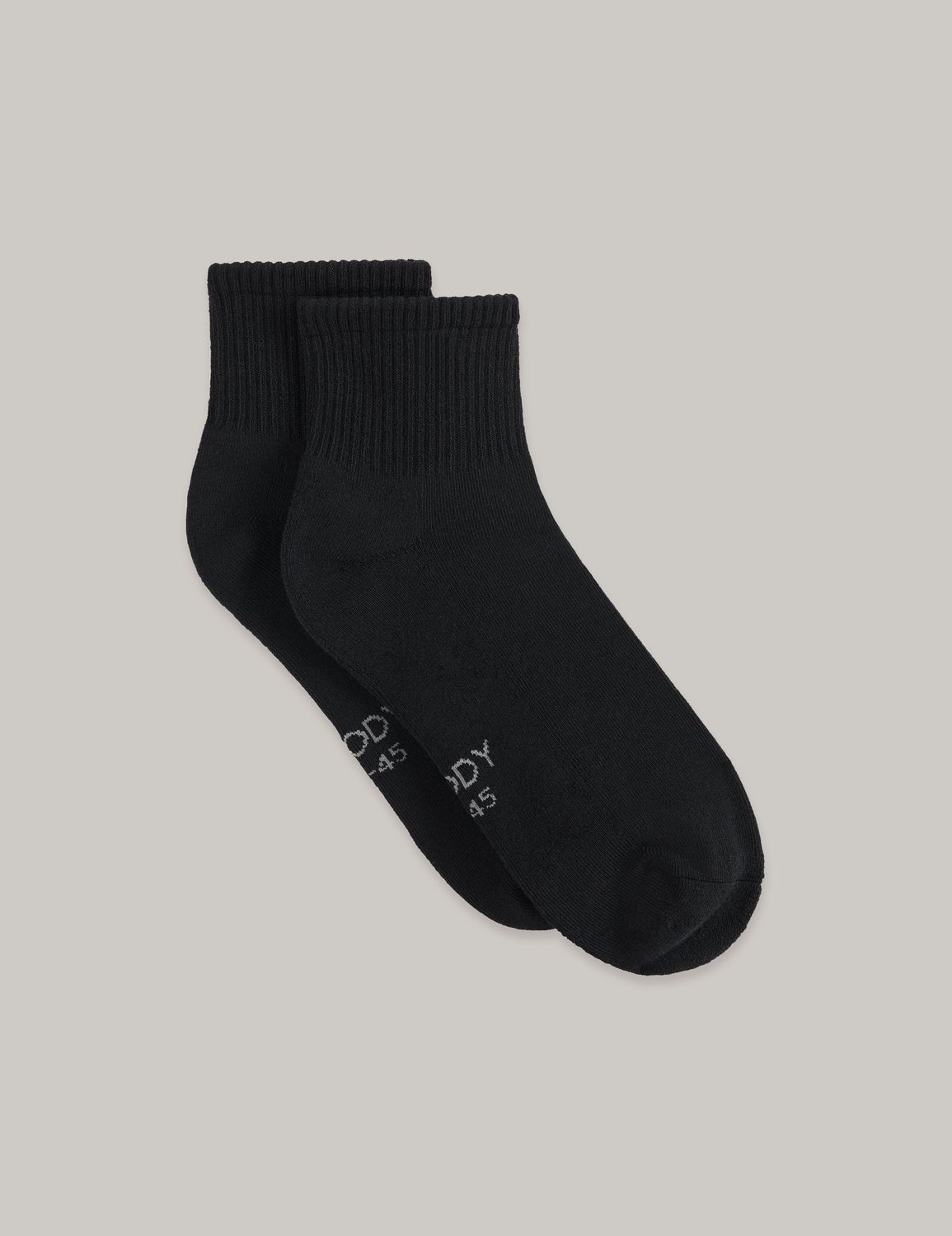 Cushioned Quarter Crew Socks, Colour: Black, Size: S (34-40)