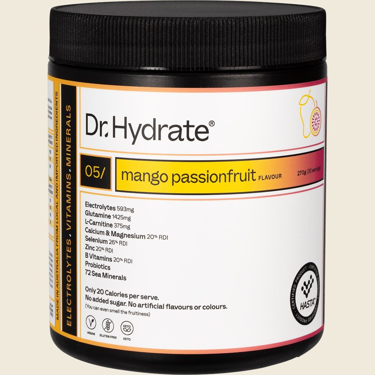 All-in-one Hydration Drink Hasta Cert Mango Passion fruit 270g